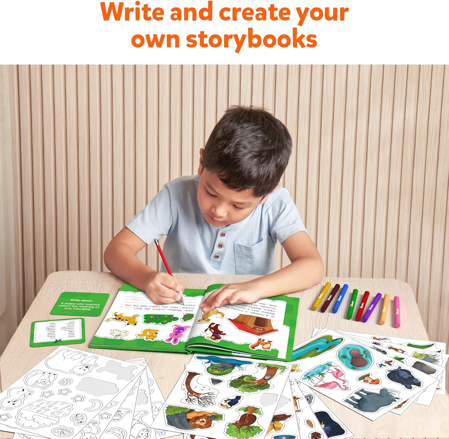 Skillmatics Storybook Art Kit - Animal Adventures Art Kit for Kids, Write & Create Storybooks, Creative Activity for Boys & Girls, DIY Kit, 150+ Stickers, Gifts for Ages 5, 6, 7, 8, 9, 10 - Image 4