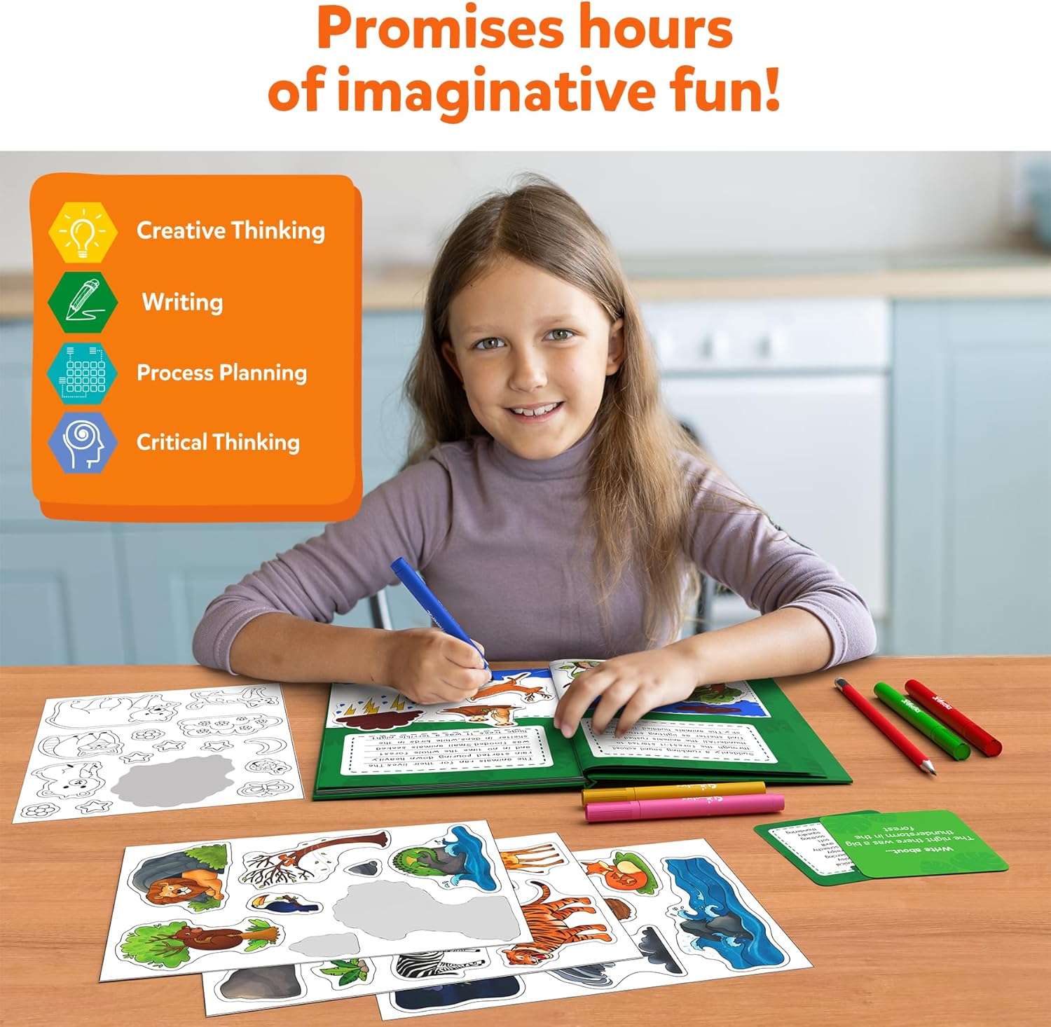 Skillmatics Storybook Art Kit - Animal Adventures Art Kit for Kids, Write & Create Storybooks, Creative Activity for Boys & Girls, DIY Kit, 150+ Stickers, Gifts for Ages 5, 6, 7, 8, 9, 10 - Image 8