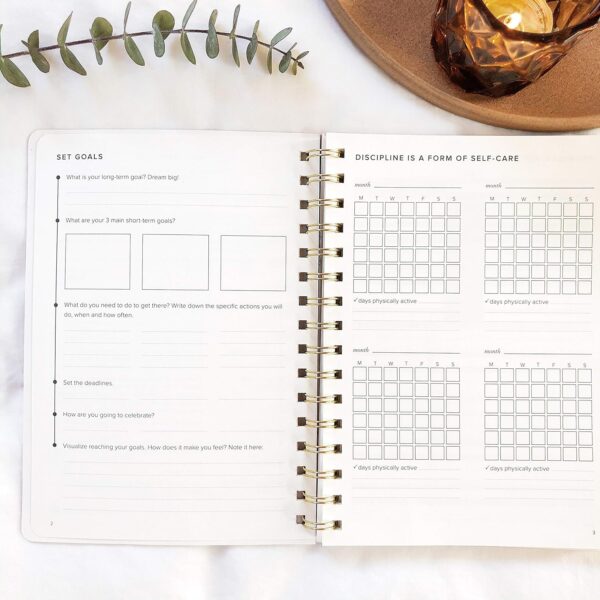 Kunitsa Co. Food and Exercise Journal for Women - Track Meals, Nutrition, and Weight Loss, 90 Days, Walnut Brown, 8.5 x 6 Inches - Image 5
