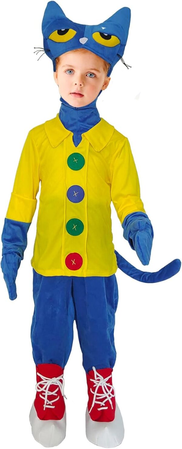 Kids Blue Cat Costume Red Shose Halloween Outfit Children's Storybook Character Cosplay Sets - Image 2