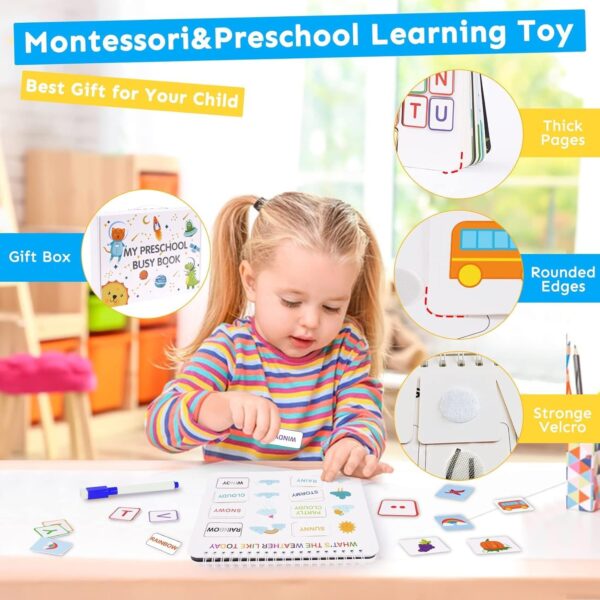 HAN-MM Busy Book for Toddlers 1-3, Preschool Learning Activities 30 Themes Kids Binder and Early Learning Toys, Montessori Toys for 3 Year Old, Autism Learning Materials and Tracing Coloring Book - Image 5