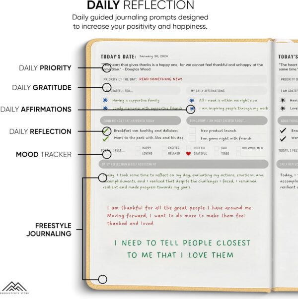 Best Daily Journal for Men & Women - Gratitude Journal, Manifestation Journal & Guided Journal with Prompts for Personal Growth by PRODUCTIVITY STORE (A5, Cream) - Image 4