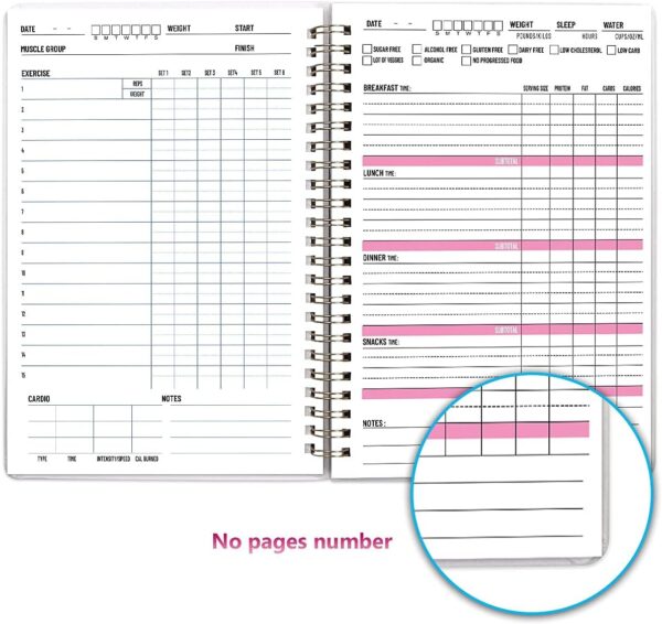 Food Nutrition Fitness Journal Weight Loss Wellness Workout Calorie Counter Log Diary Notebook Planner Diet Meal Exercise Training Health Tracker 6.1" x 8.5" - Image 6