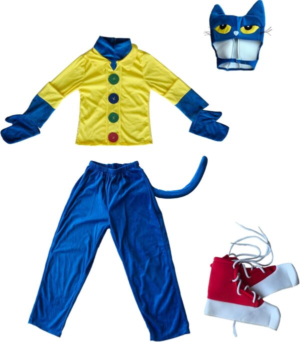 Kids Blue Cat Costume Red Shose Halloween Outfit Children's Storybook Character Cosplay Sets - Image 5