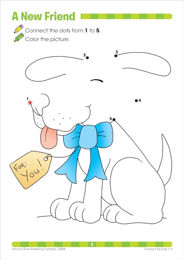 School Zone - Connect the Dots Workbook - 32 Pages, Ages 3 to 5, Preschool, Kindergarten, Dot-to-Dots, Counting, Number Puzzles, Numbers 1-10, Coloring, and More (School Zone Get Ready!™ Book Series) - Image 4