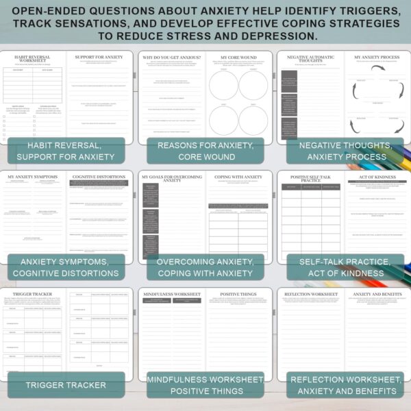 Mental Health & Anxiety Journal, 91 Days Mood Tracker Journal for Mindfulness, Self Care & Stress Relief, Guided CBT Journal with Mental Health Coloring Book Pages & Dream Diary to Record, Wellness Gifts for Women Men - Image 5