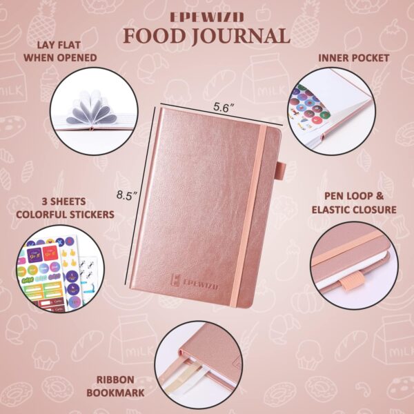 Food Journal for Weight Loss, Meal Planner & Daily Food Wellness Diary to Count Calories Nutrient Intake,Weight Loss Journal to Track Health, Achieve Diet Fitness Goals (A5 size)-Rose Gold - Image 3
