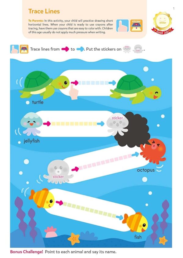 Play Smart Early Learning: Pre-k Activity Workbook : Learn Essential First Skills: Tracing, Coloring, Shapes, Cutting, Drawing, Picture Puzzles, Numbers, Letters; Go-green Activity-board - Image 6