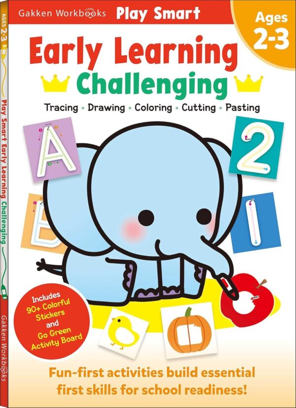 Play Smart Early Learning: Pre-k Activity Workbook : Learn Essential First Skills: Tracing, Coloring, Shapes, Cutting, Drawing, Picture Puzzles, Numbers, Letters; Go-green Activity-board - Image 2