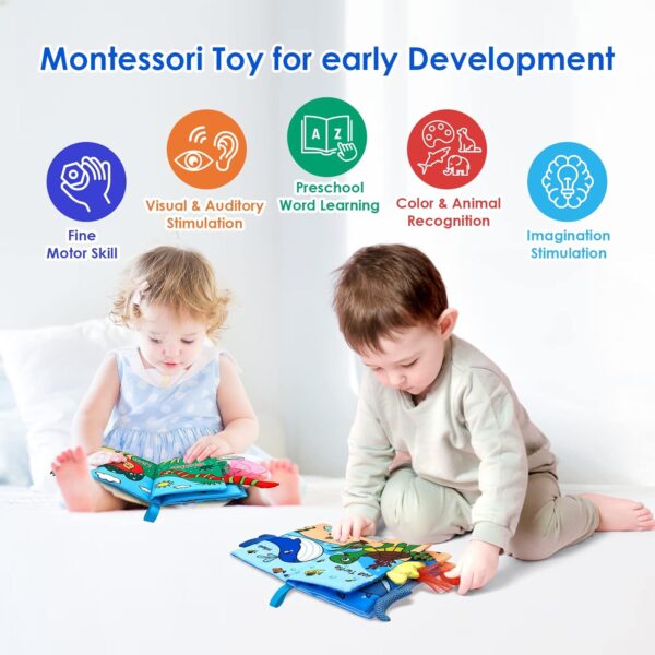 Baby Cloth Books 2PCS High Contrast Sensory Crinkle Book for Babies Tummy Time Early Learning Infant Toys for 0-18 Months - Image 7