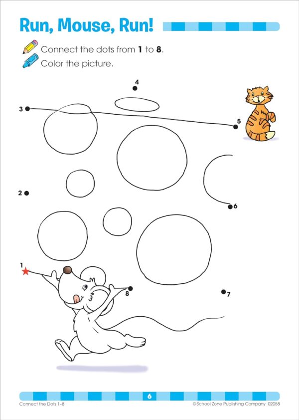 School Zone - Connect the Dots Workbook - 32 Pages, Ages 3 to 5, Preschool, Kindergarten, Dot-to-Dots, Counting, Number Puzzles, Numbers 1-10, Coloring, and More (School Zone Get Ready!™ Book Series) - Image 5