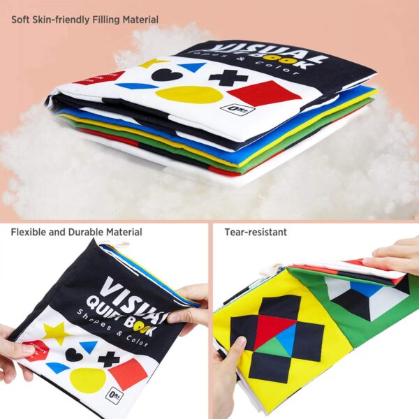 beiens Baby Books Toys, High Contrast Black and White Books Non Toxic Fabric Touch and Feel Crinkle Cloth Books Early Educational Stimulation Toys for Infants Toddlers, Baby Gift Soft Toys Mirror - Image 7