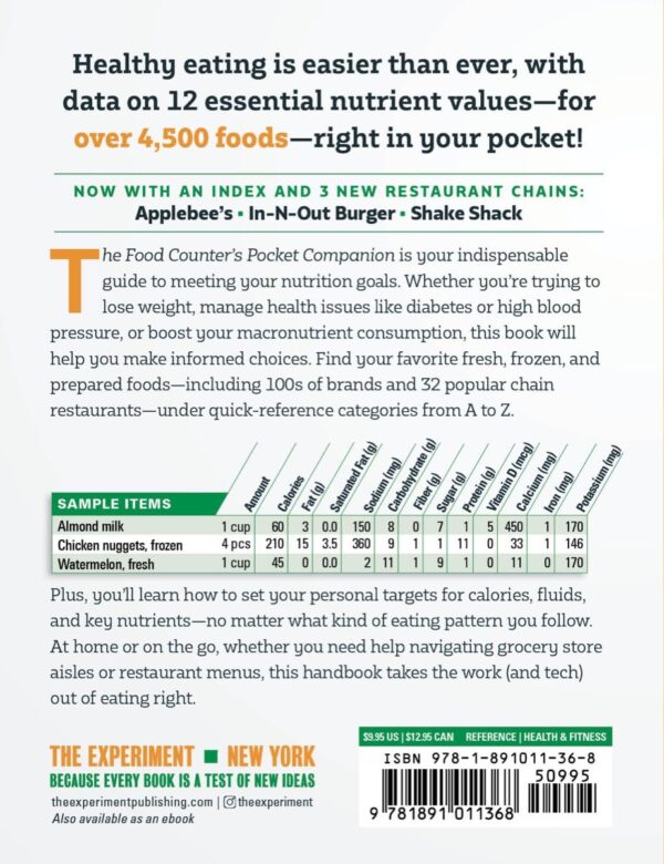 The Food Counter's Pocket Companion, Sixth Edition: Calories, Carbohydrates, Protein, Fats, Fiber, Sugar, Sodium, Iron, Calcium, Potassium, and Vitamin D―with 32 Restaurant Chains - Image 3