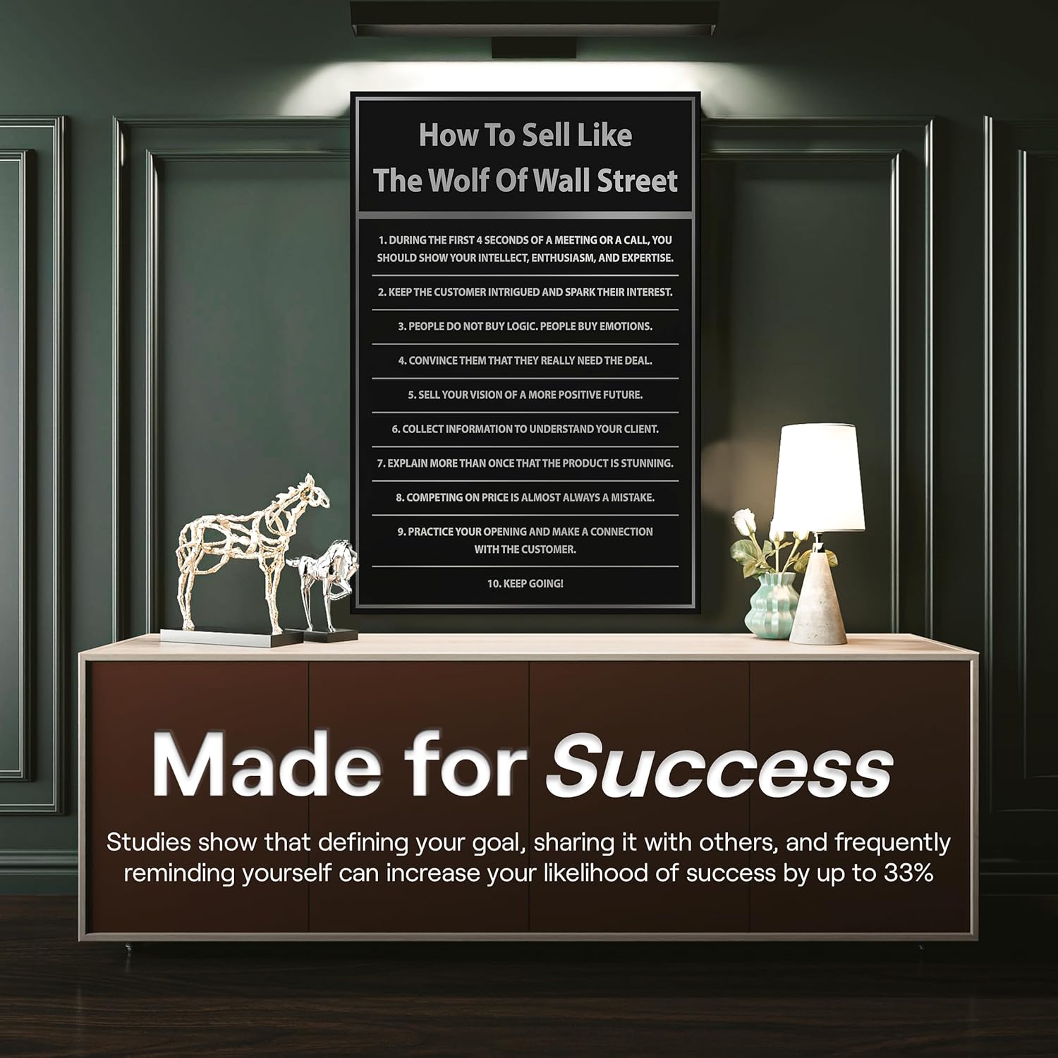 How To Sell Like Wall Street Millionaire Motivational Canvas Print Sales Person Wall Art Business Salesman Poster, Jordan Belfort Quote Sign, Invest In Yourself Wealth Mindset, Sales Closing Rules (7"x5" / 8"x8" in) - Image 7