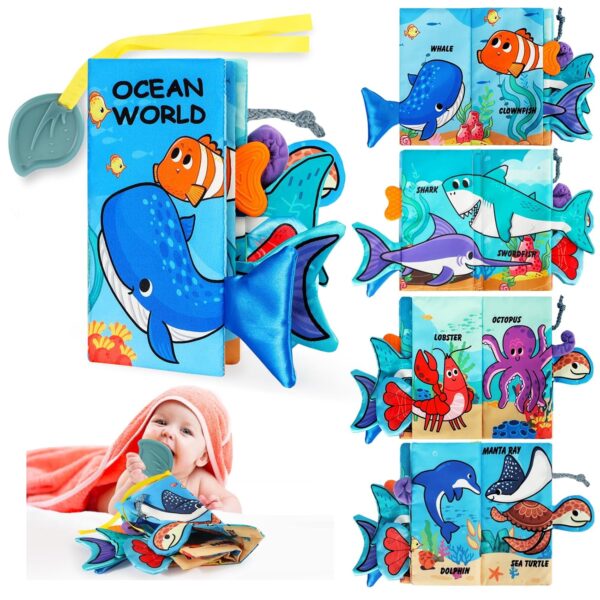 Crinkle Books for Babies | Baby Books with Teethers | Early Learning Stroller Toy | Touch and Feel Baby Books | Crinkle Toys for Baby | Baby Books 0-6 Months | Soft Books for Babies 0-12 Months - Image 2
