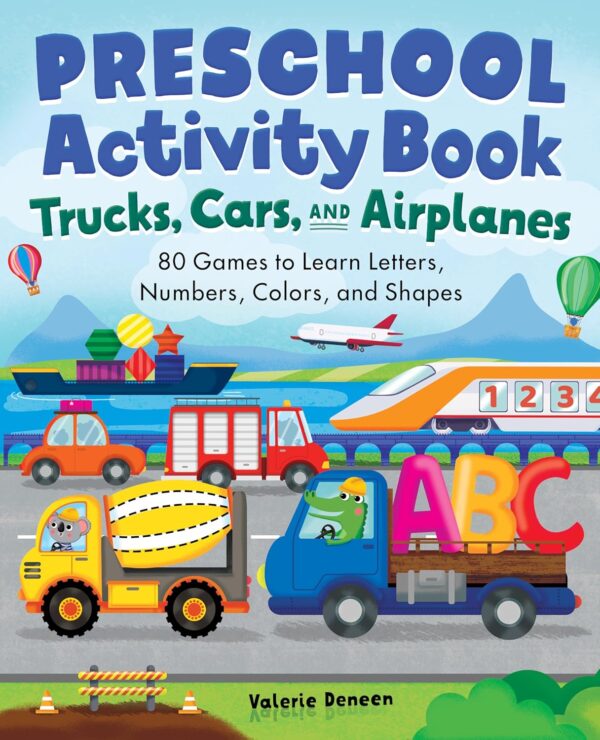 Preschool Activity Book Trucks, Cars, and Airplanes: 80 Games to Learn Letters, Numbers, Colors, and Shapes (School Skills Activity Books) - Image 2