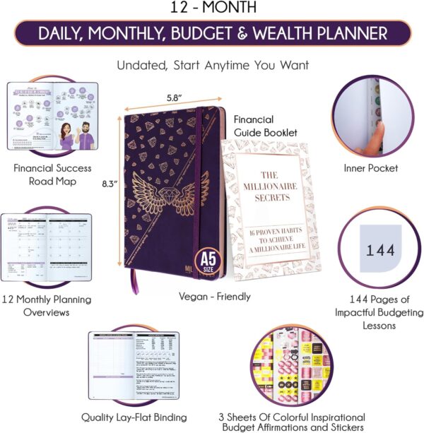 Budget Planner and Monthly Bill Organizer - Finance Planner, 12-Month Journey to Financial Freedom | Bill Payment Tracker Monthly Organizer, Money Saving & Expense Tracker | Undated Budgeting Journal - Image 3