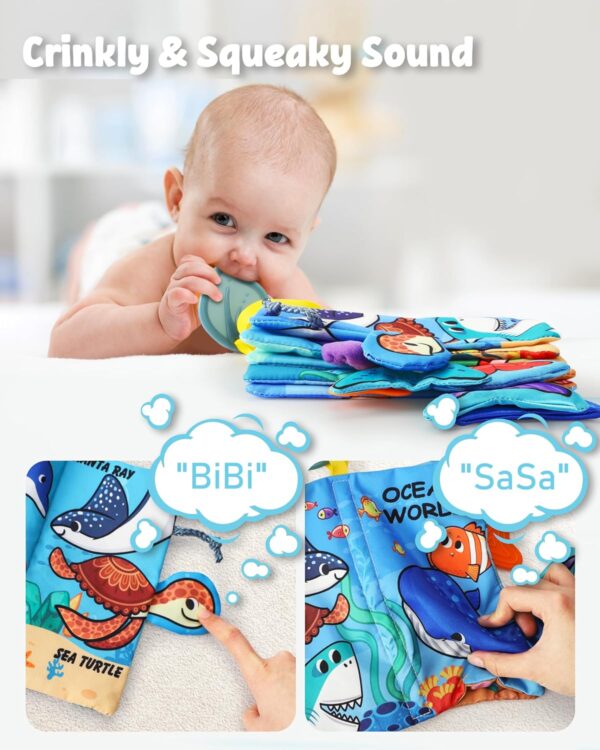 Crinkle Books for Babies | Baby Books with Teethers | Early Learning Stroller Toy | Touch and Feel Baby Books | Crinkle Toys for Baby | Baby Books 0-6 Months | Soft Books for Babies 0-12 Months - Image 5