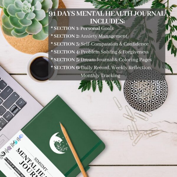Mental Health Journal, 91-Day Self Care Journal for Women Men, Guided Anxiety & Stress Relief Journal with Mood Tracker, Cognitive Behavioral Therapy Journaling with Mental Health Coloring Pages & Dream Log - Image 3