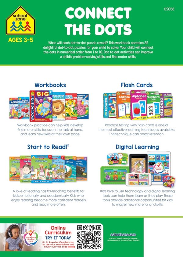 School Zone - Connect the Dots Workbook - 32 Pages, Ages 3 to 5, Preschool, Kindergarten, Dot-to-Dots, Counting, Number Puzzles, Numbers 1-10, Coloring, and More (School Zone Get Ready!™ Book Series) - Image 3