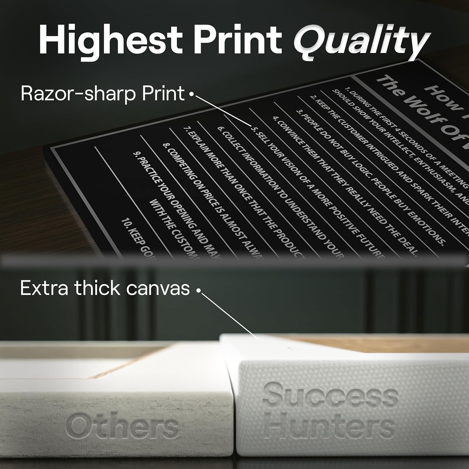 How To Sell Like Wall Street Millionaire Motivational Canvas Print Sales Person Wall Art Business Salesman Poster, Jordan Belfort Quote Sign, Invest In Yourself Wealth Mindset, Sales Closing Rules (7"x5" / 8"x8" in) - Image 6