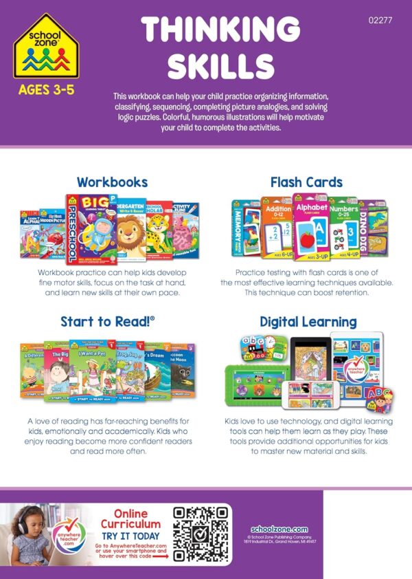 School Zone - Thinking Skills Workbook - 64 Pages, Ages 3 to 5, Preschool to Kindergarten, Problem-Solving, Logic & Reasoning Puzzles, and More (School Zone Get Ready!™ Book Series) - Image 3