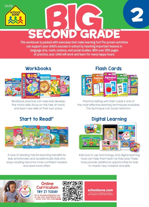 School Zone - Big Second Grade Workbook - 320 Pages, Ages 7 to 8, 2nd Grade, Word Problems, Reading Comprehension, Phonics, Math, Science, and More (School Zone Big Workbook Series) - Image 3