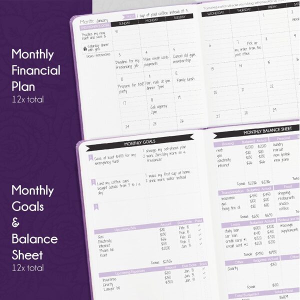 Budget Planner and Monthly Bill Organizer - Finance Planner, 12-Month Journey to Financial Freedom | Bill Payment Tracker Monthly Organizer, Money Saving & Expense Tracker | Undated Budgeting Journal - Image 8