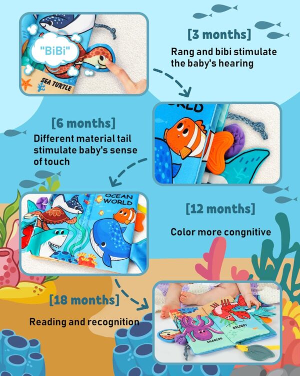 Crinkle Books for Babies | Baby Books with Teethers | Early Learning Stroller Toy | Touch and Feel Baby Books | Crinkle Toys for Baby | Baby Books 0-6 Months | Soft Books for Babies 0-12 Months - Image 6