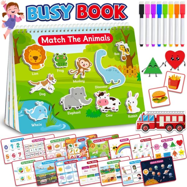 Benresive Montessori Busy Book for Toddlers 2-4, Preschool Toddler Learning Activities, Toddler Sticker Books for 2 3 4 Year Olds Boys Girls, Autism Sensory Toddler Toys for 2 3 4 Year Old - Image 2