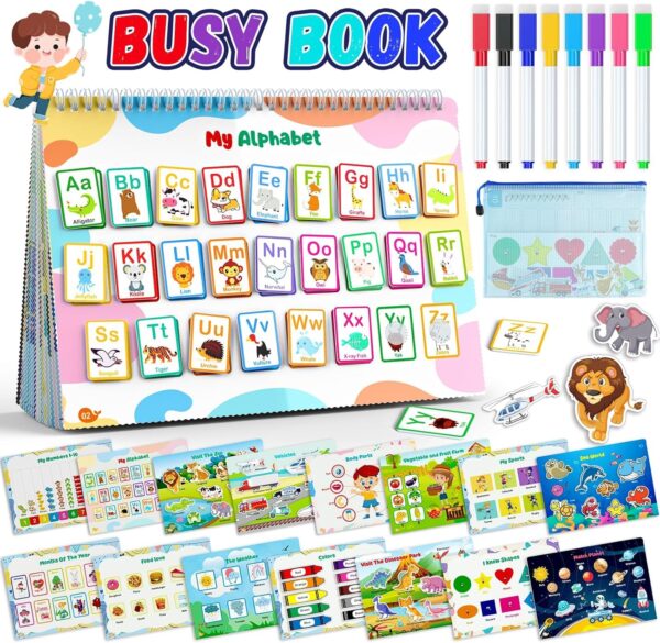 Busy Book for Toddlers 3+, Preschool Learning Activities with 30 Themes Prek Preschool Workbooks, Montessori Educational Learning Toys Activity Books for Christmas Birthdays Gifts Boys Girls - Image 2