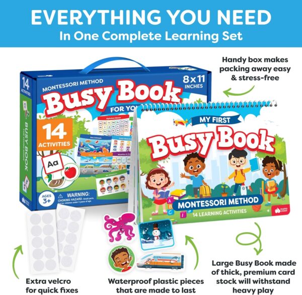 Montessori Preschool Busy Book for Toddlers Ages 3 and Up - Preassembled - Preschool Learning Activities Homeschool Montessori Toys - Gifts for 3 Year Old Boys - 4 Year Old Girl Birthday Gifts - Image 5
