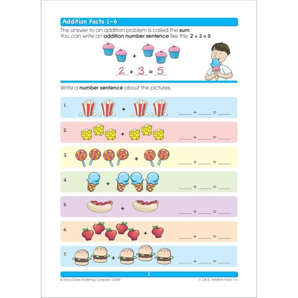 School Zone Addition and Subtraction Workbook: 1st Grade Math, Place Value, Regrouping, Fact Tables, and More (School Zone I Know It!® Workbook Series) - Image 4