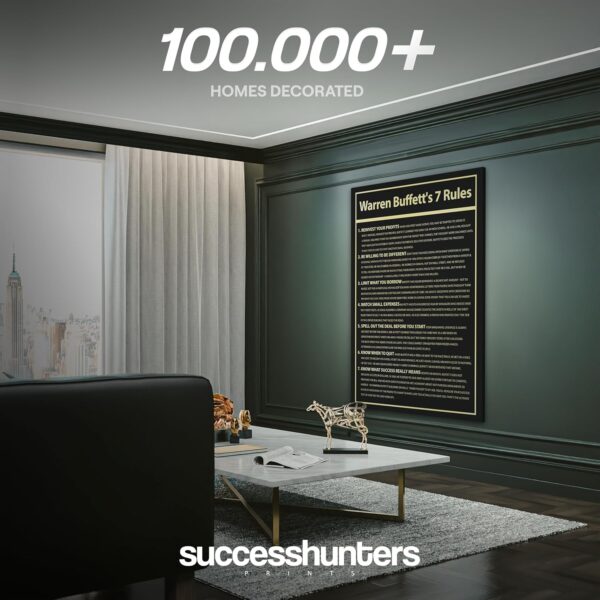 Warren Buffett's 7 Rules Wealth Motivational Wall Art Invest Canvas Print Investor Office Decor, Millionaire Finance Sign, Investing Money Quote, Financial Invest Motivation (18" x 12" in) - Image 7