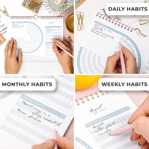 Clever Fox Habit Calendar Circle – 2-Year Inspirational Habit Tracker for Atomic Habits – Colorful Habit & Goal Planner Journal to Boost Productivity & Become Your Best Self – Dark Green & Red - Image 5