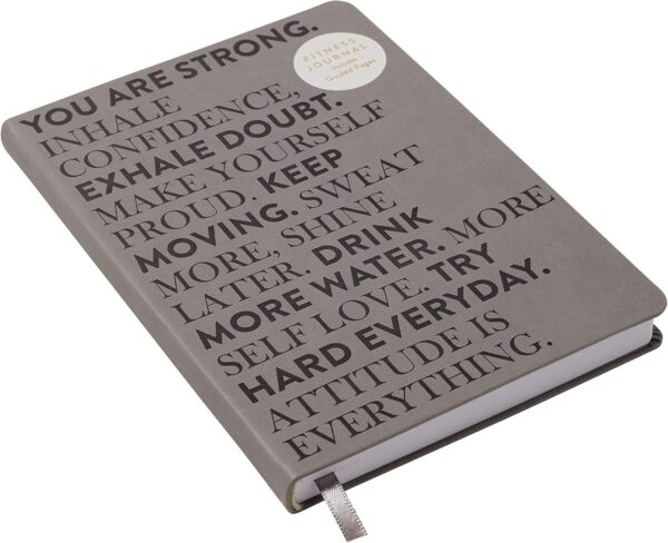 Eccolo Fitness Tracker Journal, Training Log for Workout, “You are Strong”, Gym and Fitness Diary, Nutrition and Gratitude Journal (Gray, 6x8 inches) - Image 3