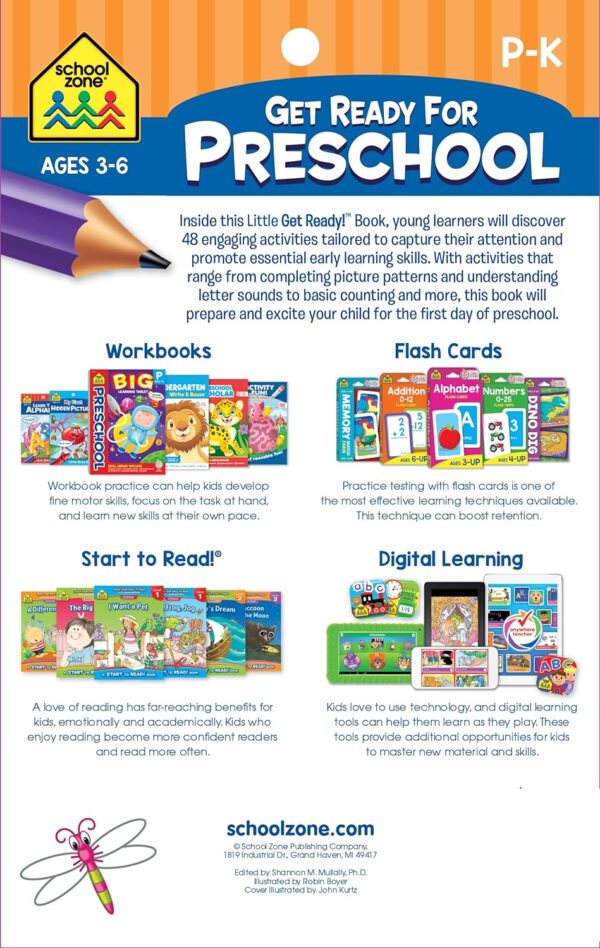 School Zone Get Ready for Preschool Workbook: Learn ABCs, Numbers, Colors, Counting, Rhyming, Phonics, Patterns, Matching, and More - Image 3