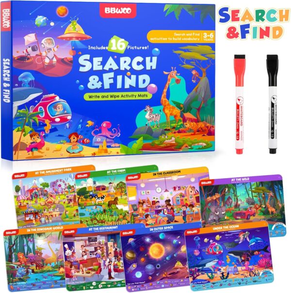 Preschool Learning Activities Search and Find Books, Travel Game for Road Trip Car Airplane, Busy Book Activity Books Birthday Gifts for Kids Ages 3-8 - Image 2