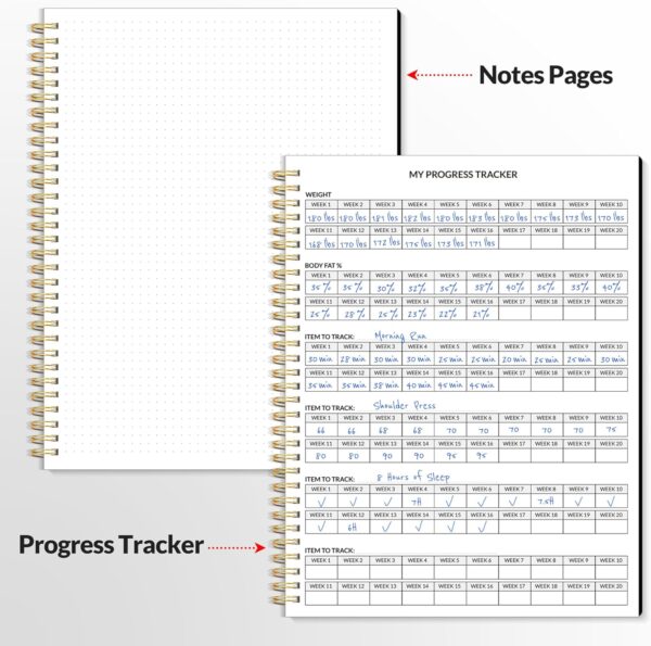 Fitness Journal Workout Planner for Men & Women, A4(8.5" x 11") Workout Journal Log Book Planner for Track Gym Essentials, Home Workouts, Track Progress, Achieve Goals, Black - Image 6