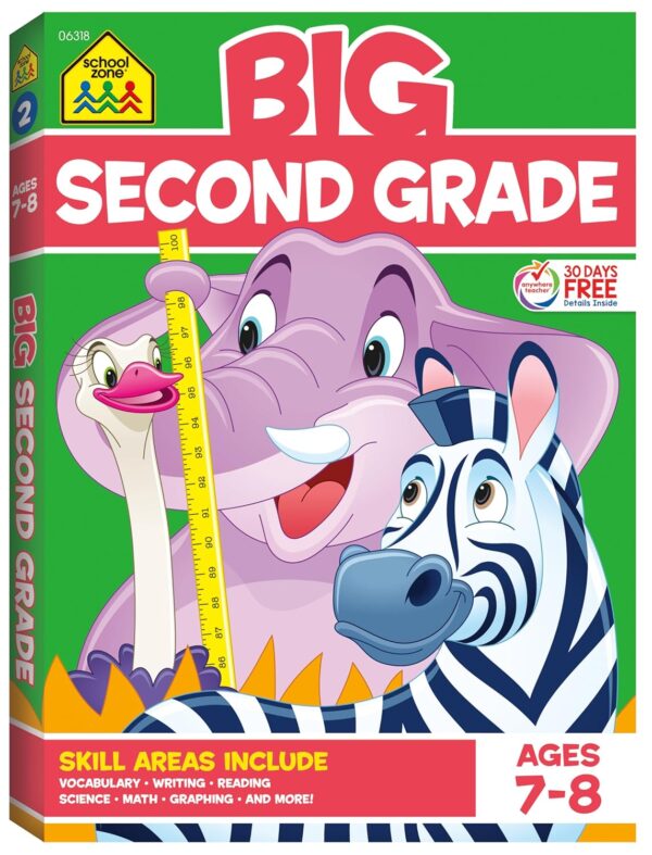 School Zone - Big Second Grade Workbook - 320 Pages, Ages 7 to 8, 2nd Grade, Word Problems, Reading Comprehension, Phonics, Math, Science, and More (School Zone Big Workbook Series) - Image 2