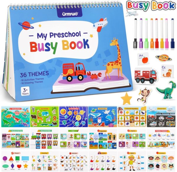 Busy Book for Toddlers - Preschool Learning Activities 36 Themes Learning Tracing Coloring Books, Travel Toys for Road Trip, Montessori Autism Sensory Toys Christmas Birthday Gifts for Kids Ages 3+ - Image 2