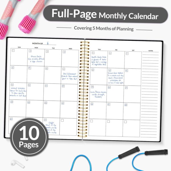 Fitness Journal Workout Planner for Men & Women, A4(8.5" x 11") Workout Journal Log Book Planner for Track Gym Essentials, Home Workouts, Track Progress, Achieve Goals, Black - Image 5