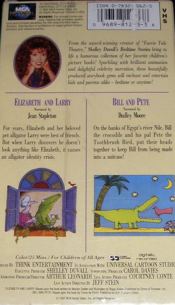 Shelley Duvall's Bedtime Stories, Vol. 2: Elizabeth and Larry/Bill and Pete VHS - Image 3