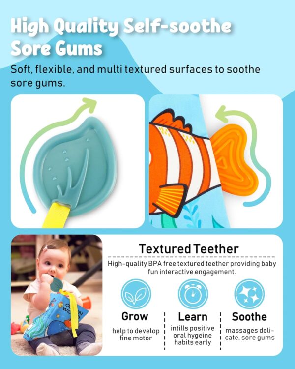 Crinkle Books for Babies | Baby Books with Teethers | Early Learning Stroller Toy | Touch and Feel Baby Books | Crinkle Toys for Baby | Baby Books 0-6 Months | Soft Books for Babies 0-12 Months - Image 4