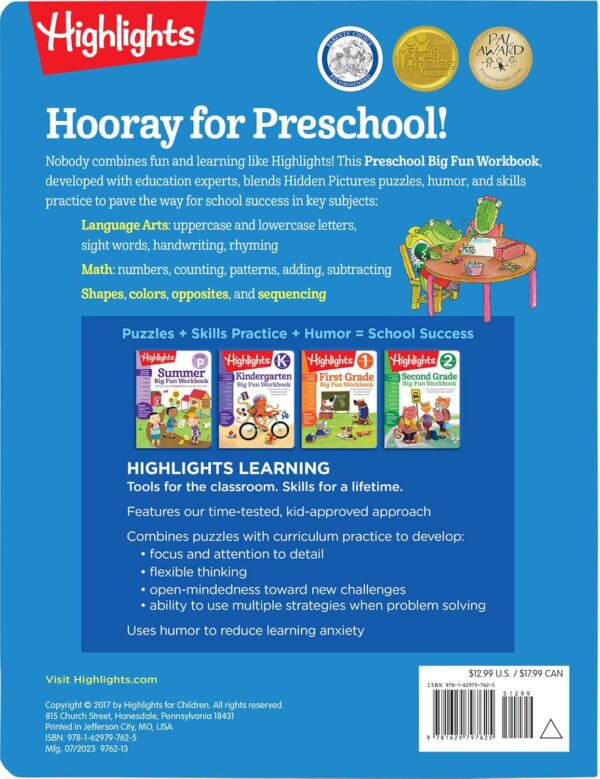 Preschool Big Fun Workbook: 256-Page Preschool Activity Book Full of Preschool Math, Language Arts, Writing Practice, Shapes Practice, Puzzles and More (Highlights™ Big Fun Activity Workbooks) - Image 3