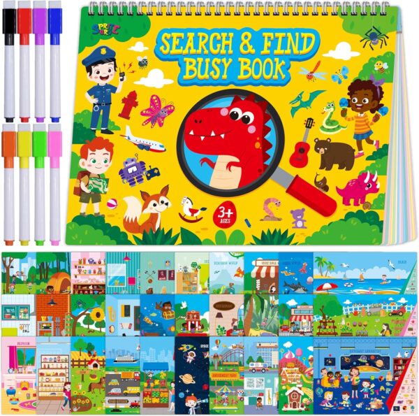 SpriteGru Search & Find Book, 30 Different Themes 32 Pages Activities Book, Montessori Learning Toy Educational Game Autism Sensory Toys for Preschool Girls and Boys Ages 3, 4, 5, 6 - Image 2