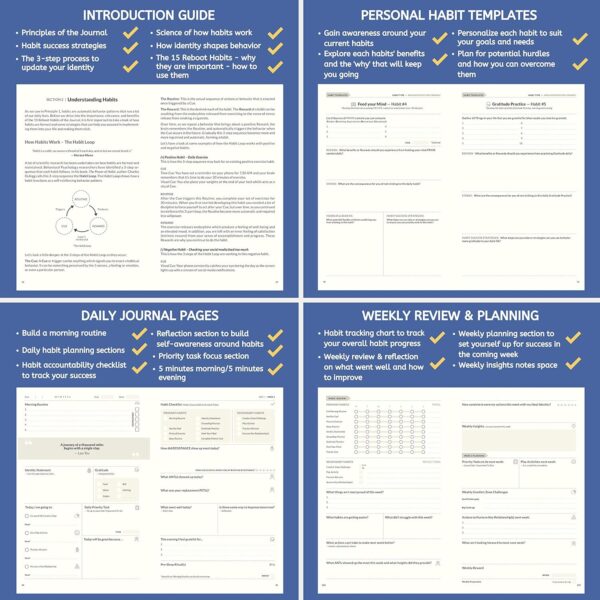 The Reboot Journal - Habit Journal for Building Positive Life Changing Habits - Guided Daily Self Improvement Blueprint with Habit Tracker - Accelerate Your Personal Growth - Undated Wellness Journal - Image 8