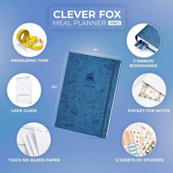 Clever Fox Meal Planner PRO – Weekly Meal Prep Journal with Grocery List & Weigh Loss Tracker – Diet, Fitness & Welness Log Book – Nutrition Diary Notebook – Lasts 12 Months, 7x10” (Mystic Blue) - Image 3