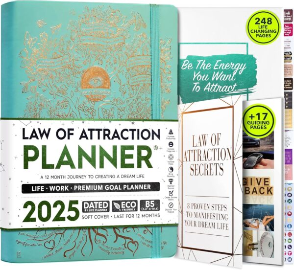 Law of Attraction Planner 2025 - Weekly and Monthly Planner, 12 Month Journey to Increase Productivity & Enhance Organization | Life Organizer, Gratitude Journal, Hourly Planner, To Do List | 2025 Planner - Vision Board, Gift Box & Planner Stickers - Image 2