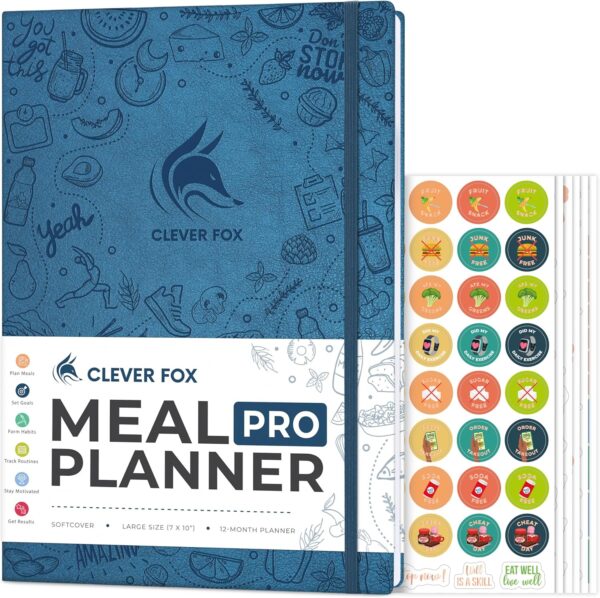 Clever Fox Meal Planner PRO – Weekly Meal Prep Journal with Grocery List & Weigh Loss Tracker – Diet, Fitness & Welness Log Book – Nutrition Diary Notebook – Lasts 12 Months, 7x10” (Mystic Blue) - Image 2